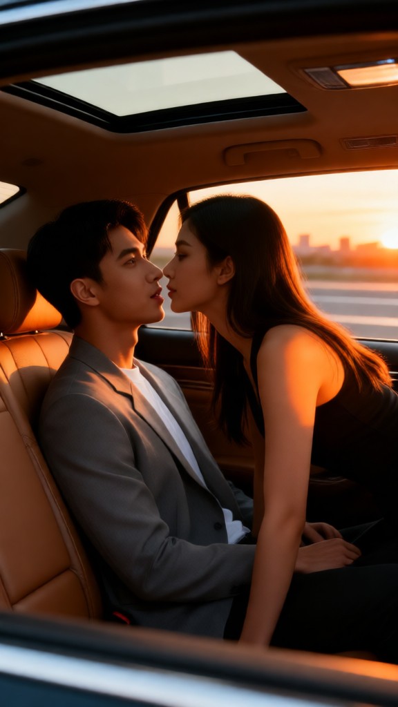 Kissing in the backseat image