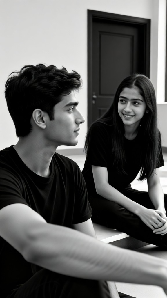 Black and white lifestyle portraits at home image