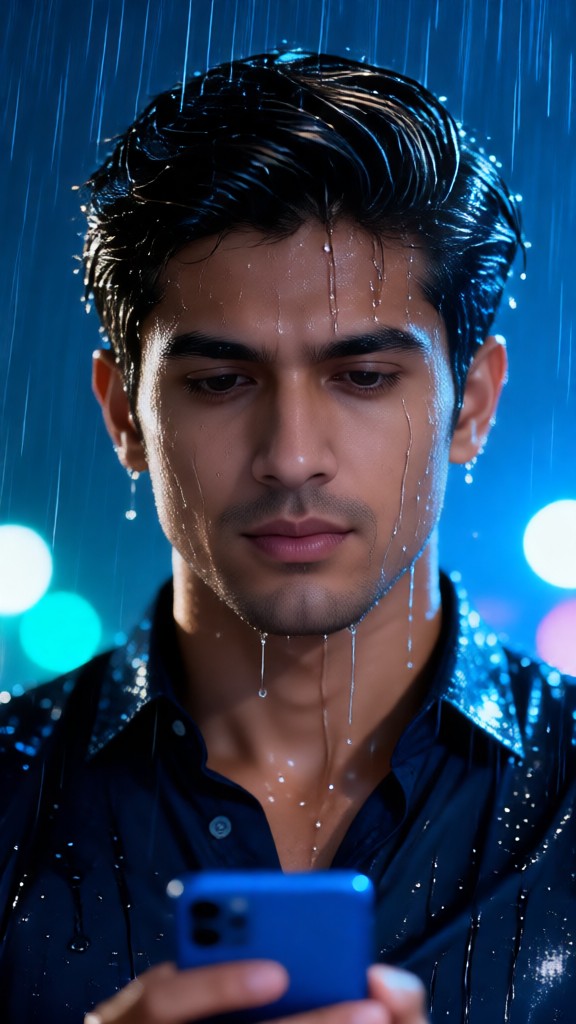 The atmosphere of a rainy night image