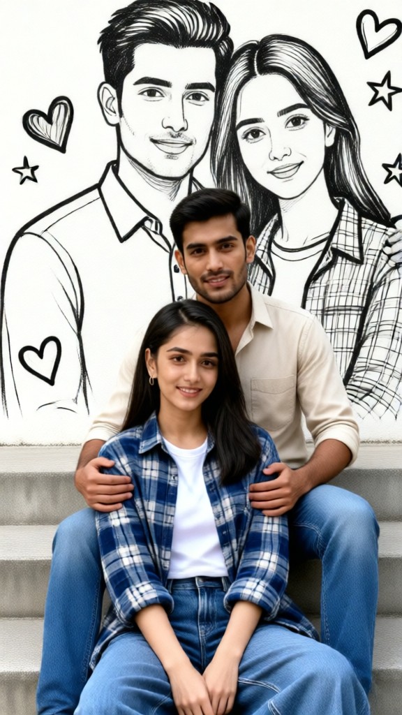 Cute Couple Photo on the Wall image