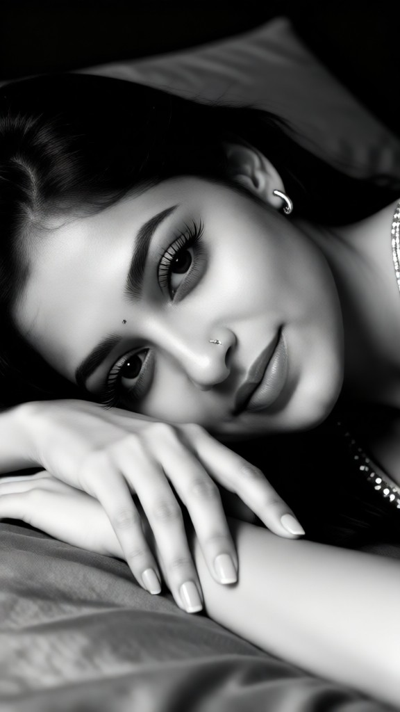Pretty Girl In Black-and-White image