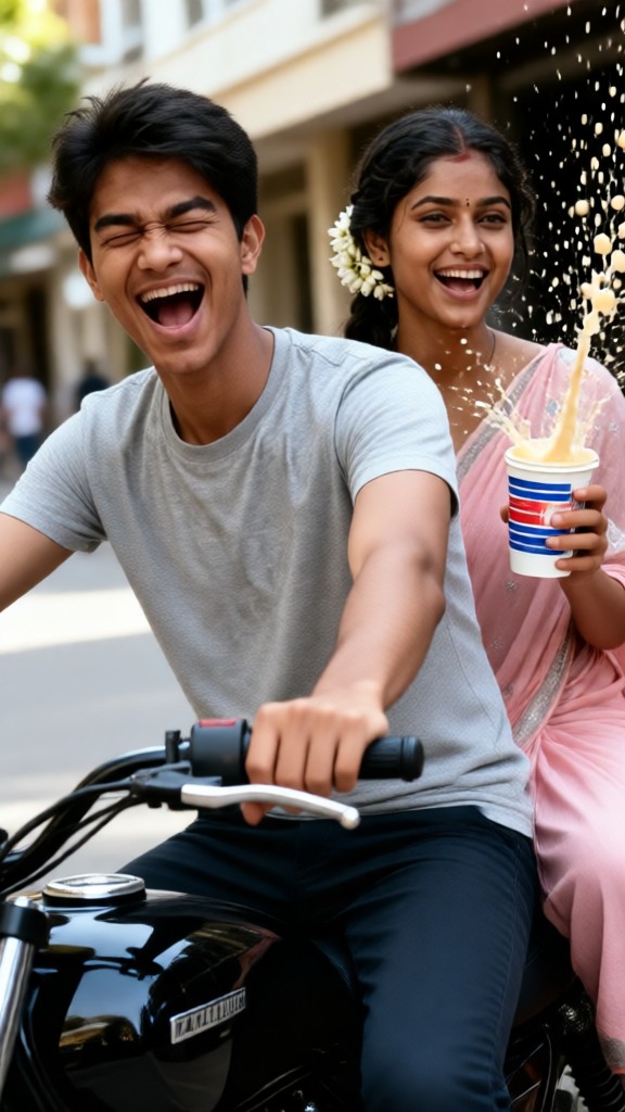 Locomotive milk tea, street-side couple image