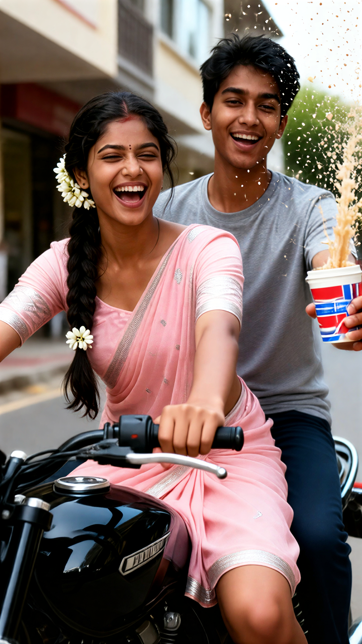 Locomotive milk tea, street-side couple image