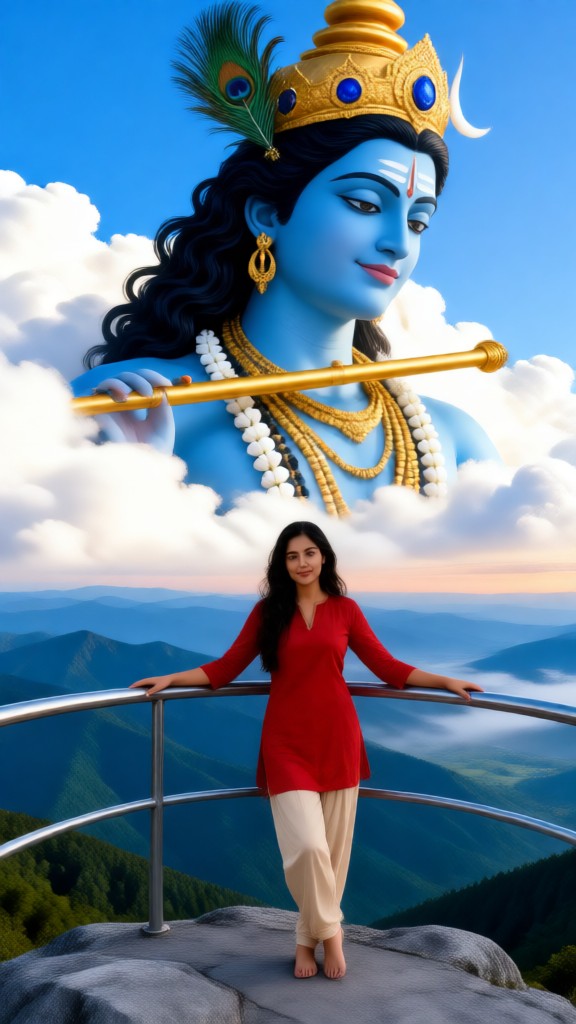 A photograph with Krishna image