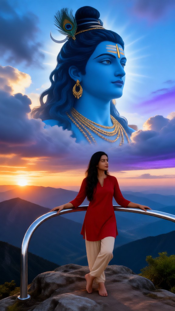 A photograph with Krishna image