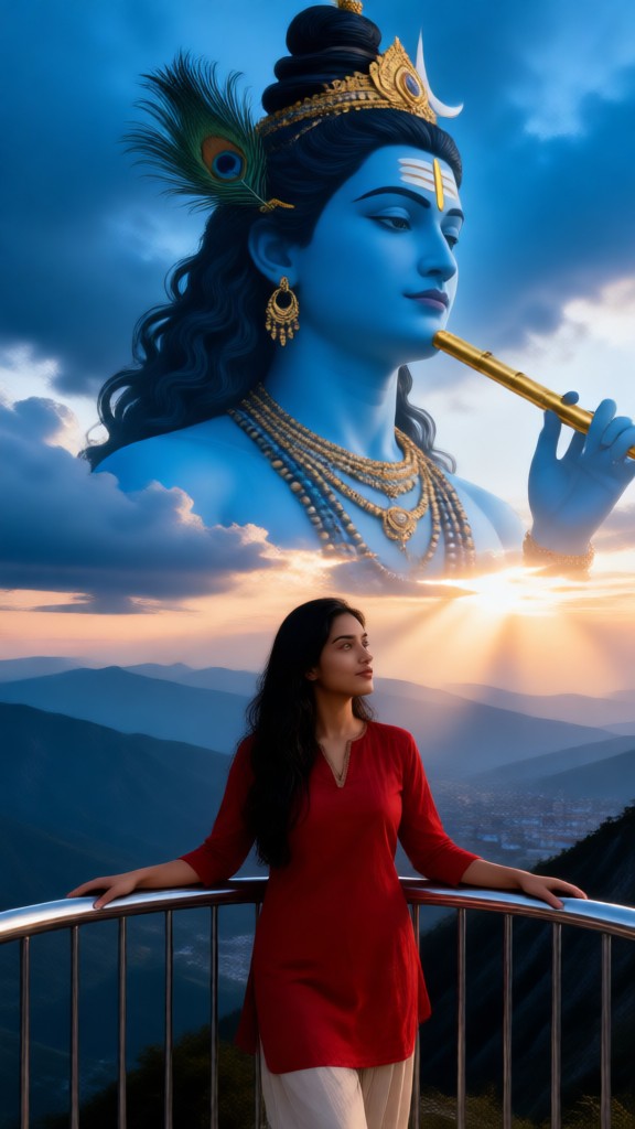 A photograph with Krishna image