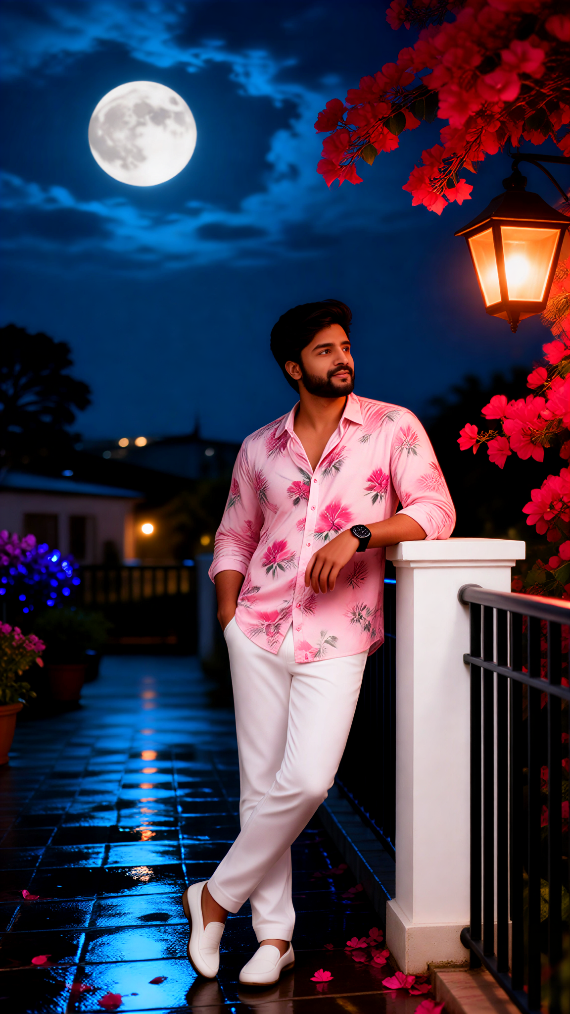 Appreciating Flowers Under the Moonlight image