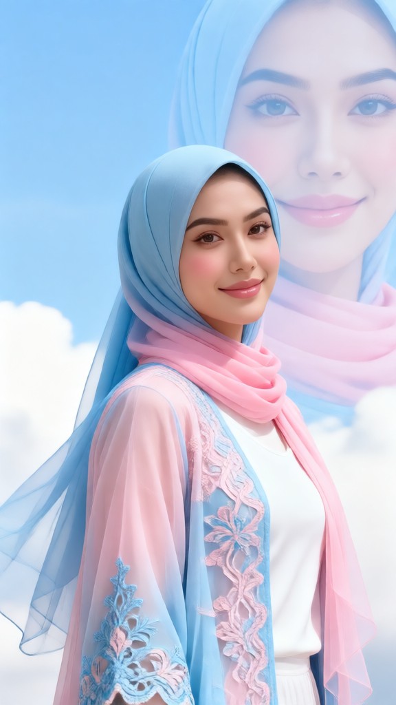 Double Exposure of a Muslim Girl image