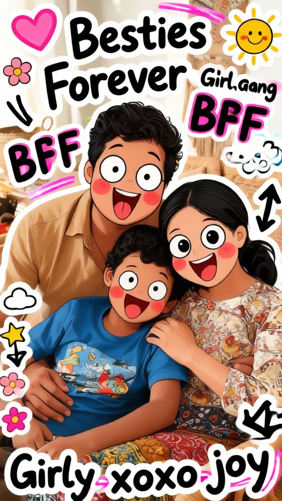 Funny illustrated group photos image