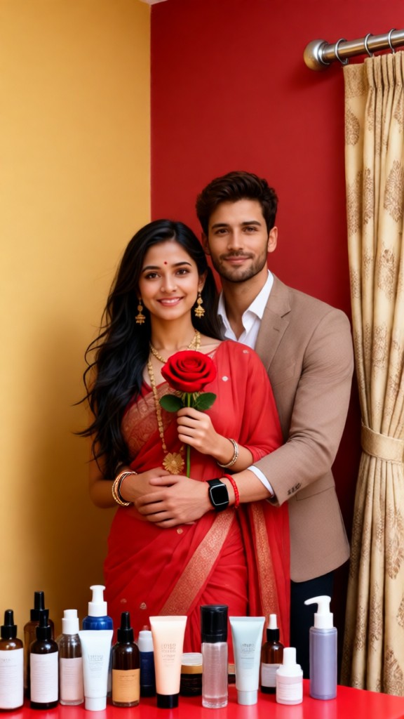 Indoor Rose Couple Photo image