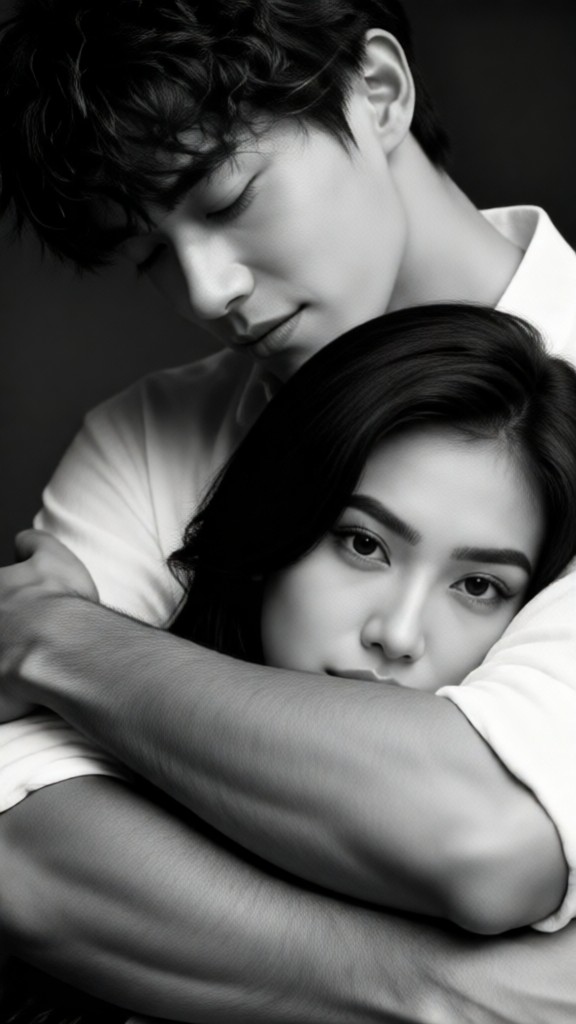검은색과 백색 커플 커버 입 벽지 image