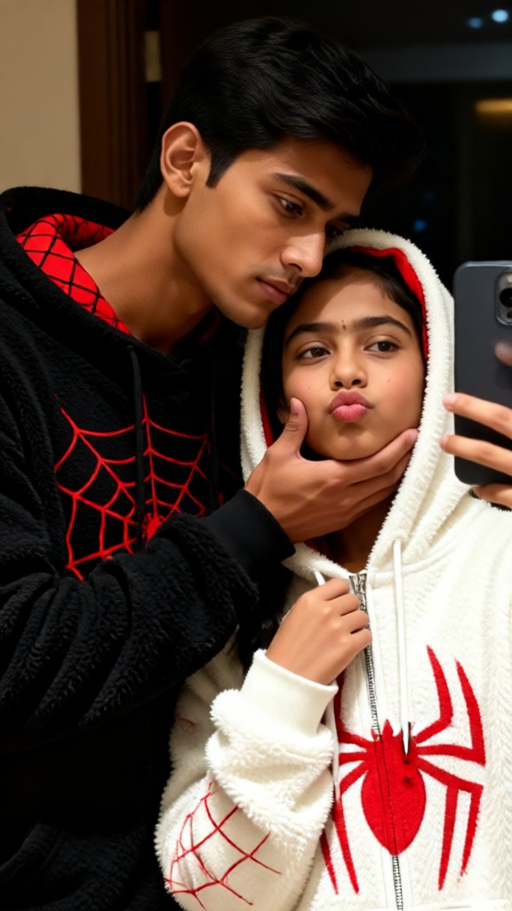 Mirror selfie while pinching cheeks image