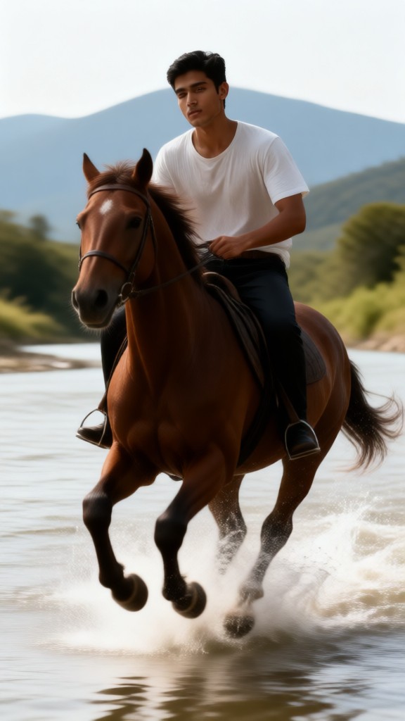 Kitschy horseback riding photoshoot image