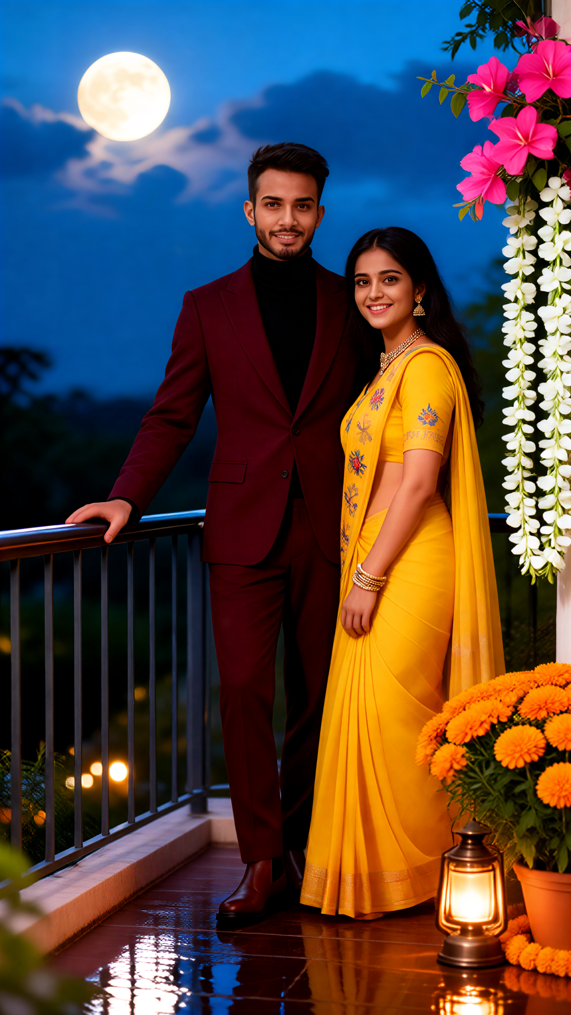 Moonlit Indian Blossom Couple image