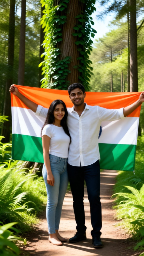 Couple and the Indian Flag image