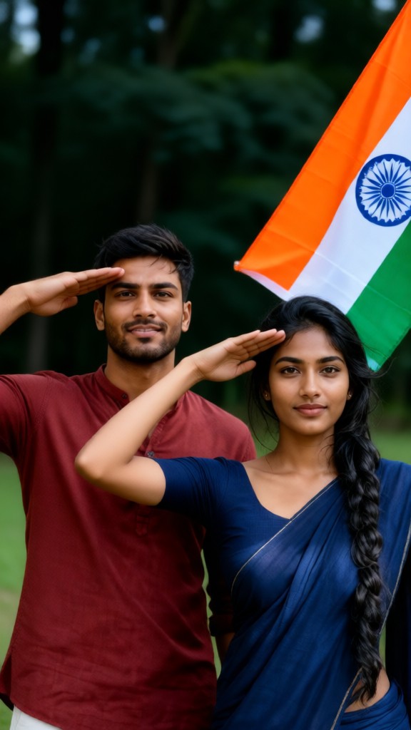 Couple and the Indian Flag-02 image