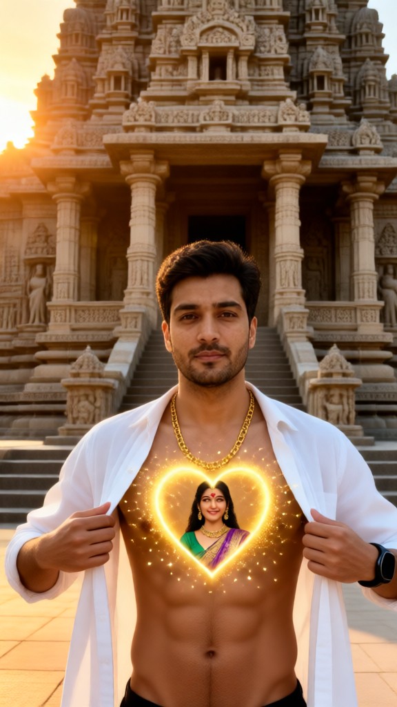 A glowing heart on the chest image