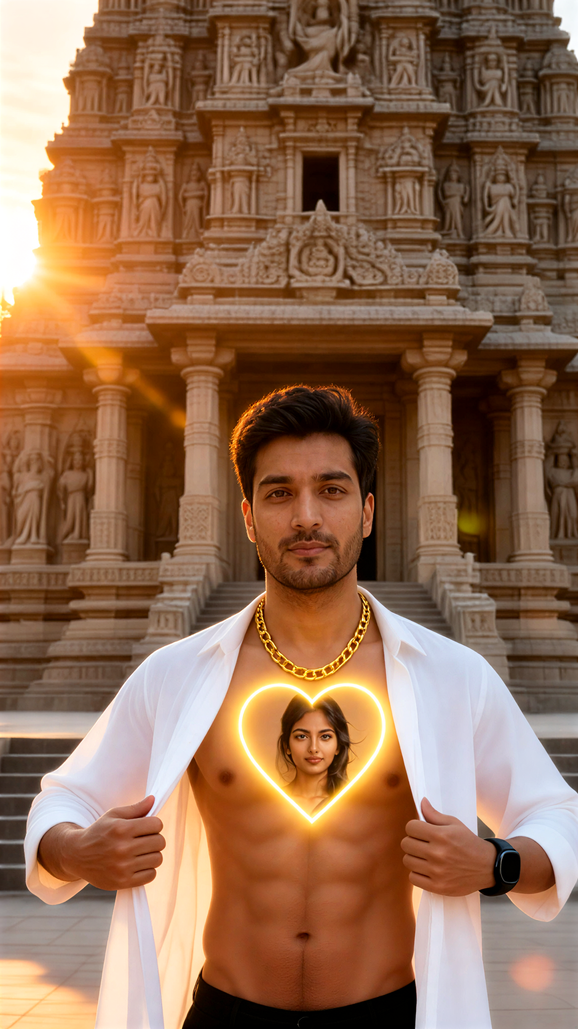 A glowing heart on the chest image