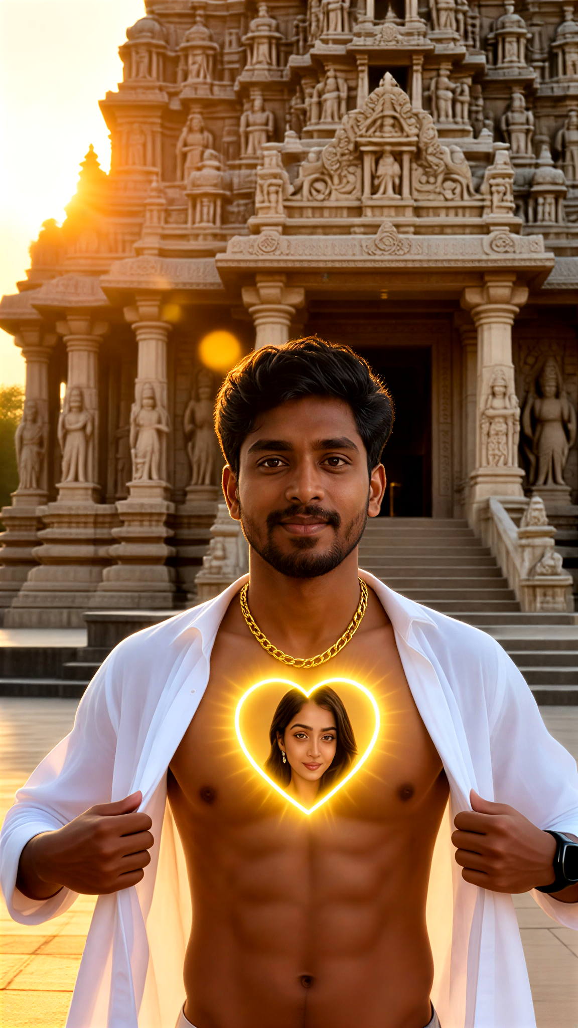 A glowing heart on the chest image