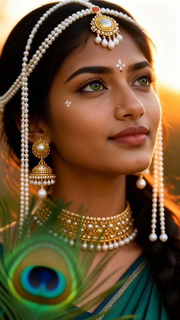 Schöne grüne Augen Pfau Mädchen image