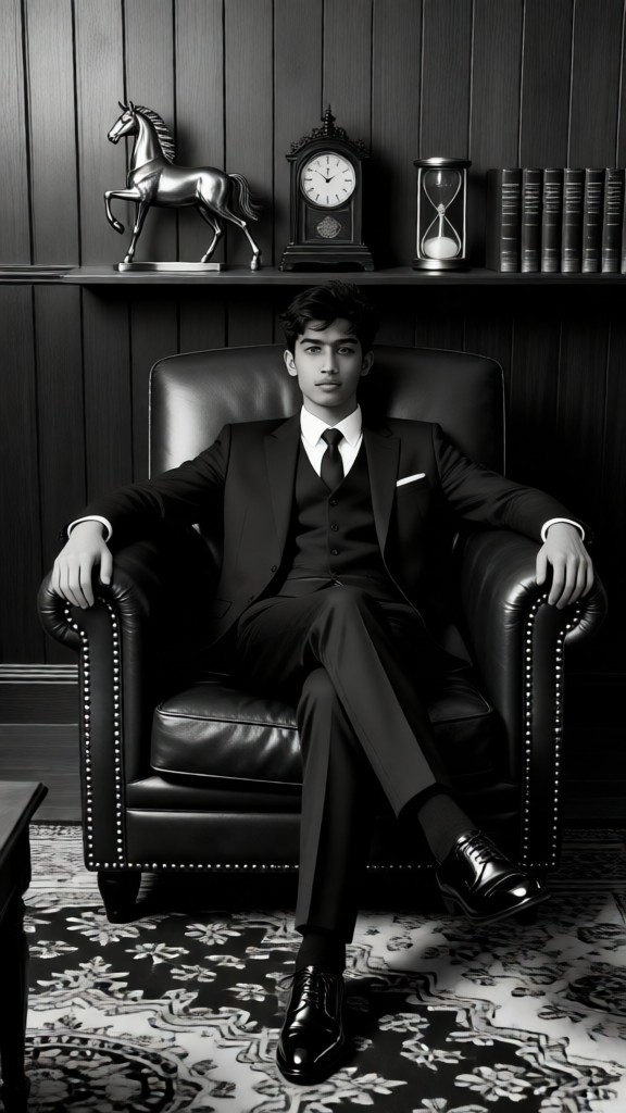 Black and white movie expert photo shoot image