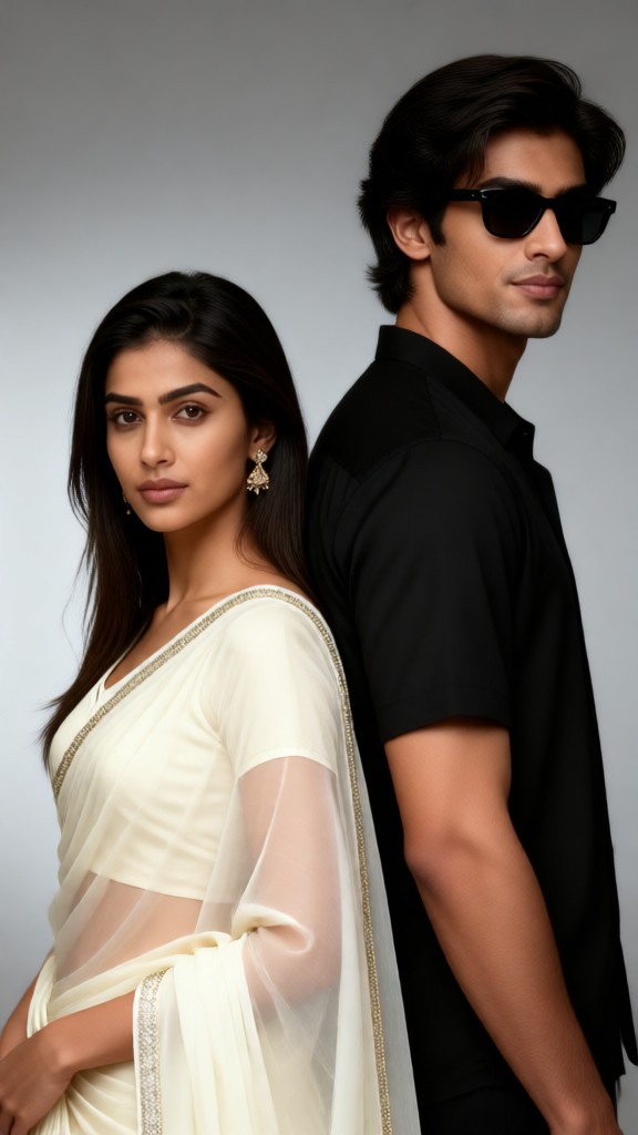 Back-to-back couple wallpaper image