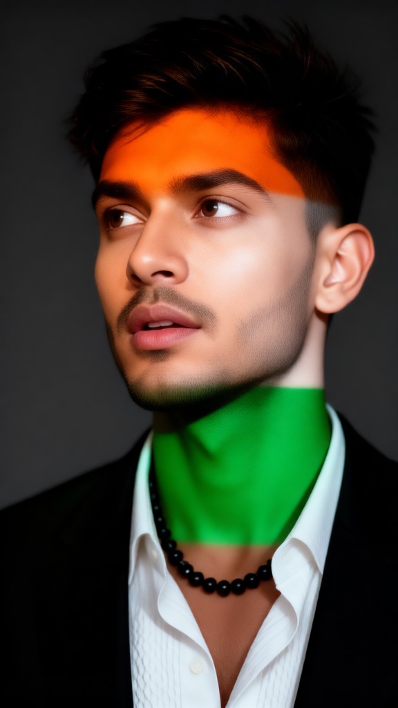 Man and the Indian Flag image