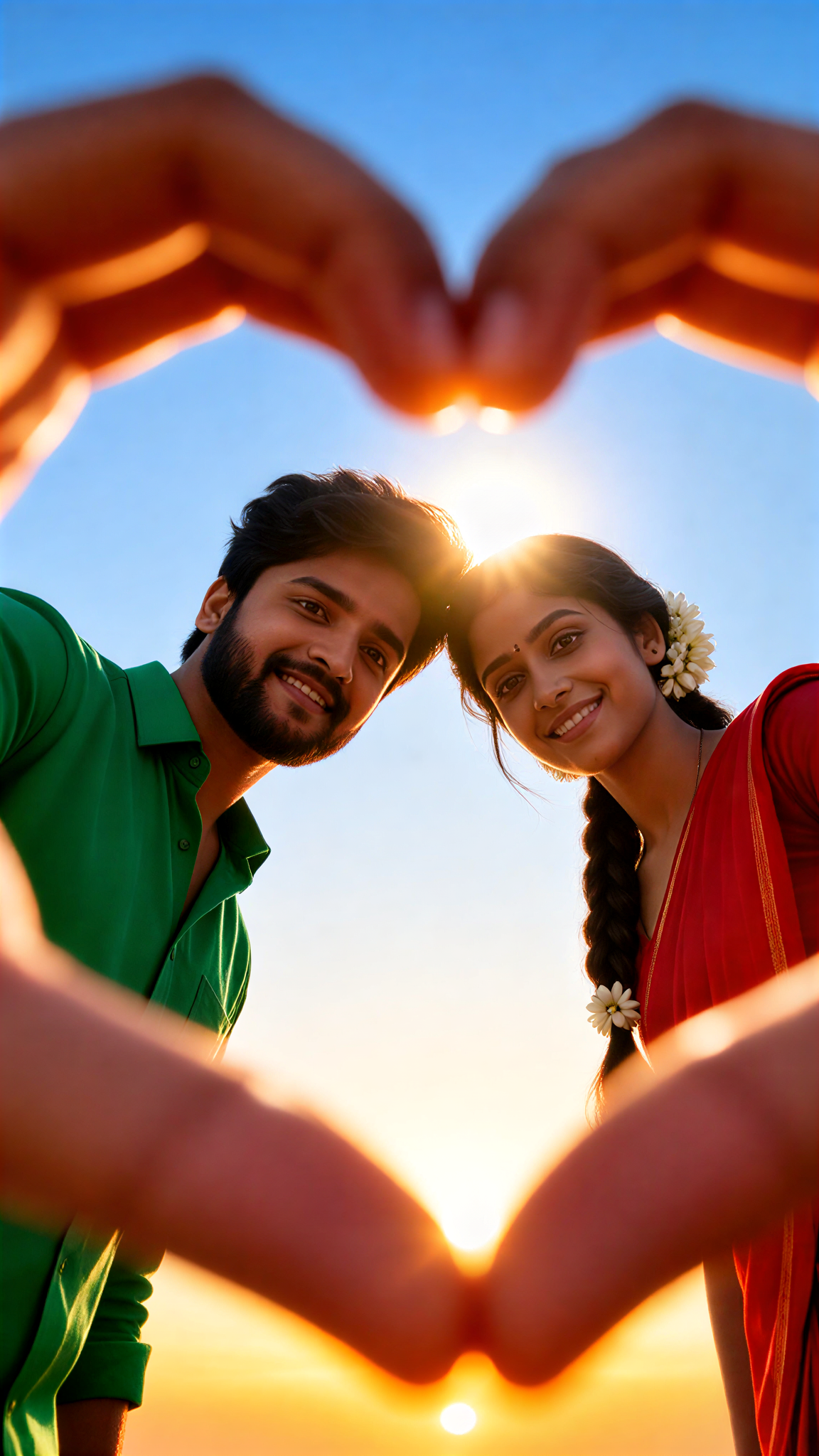 sunset heart gesture image