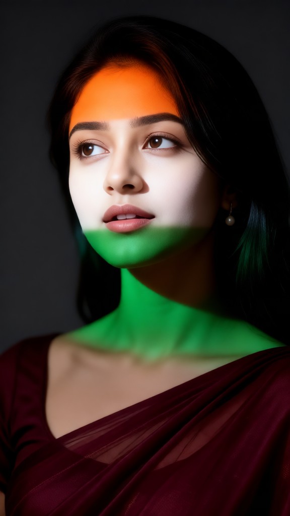 Woman and the Indian Flag image