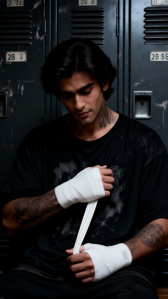 Male Boxer Wrapping a Bandage image