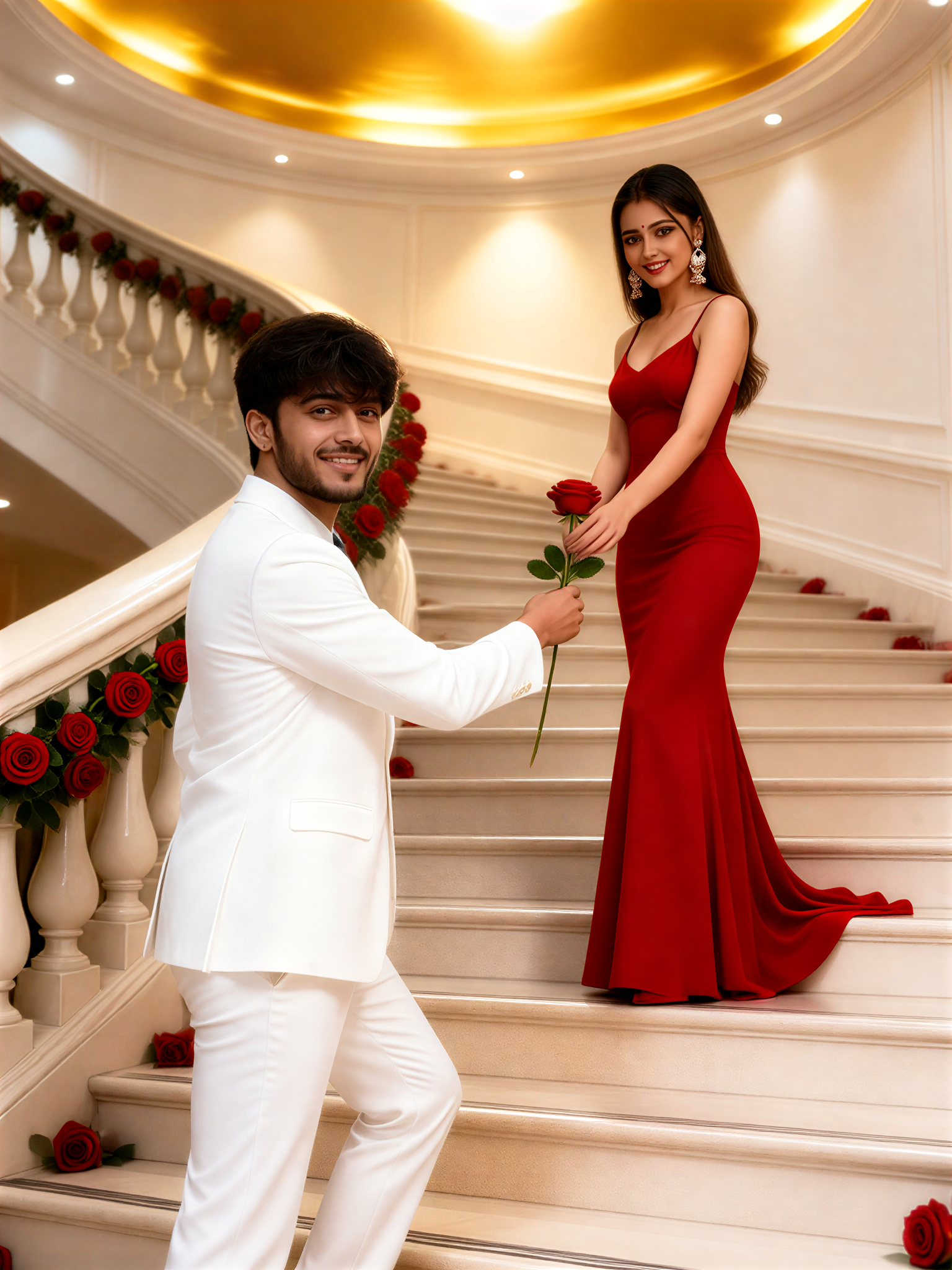 White Suit Red Dress image