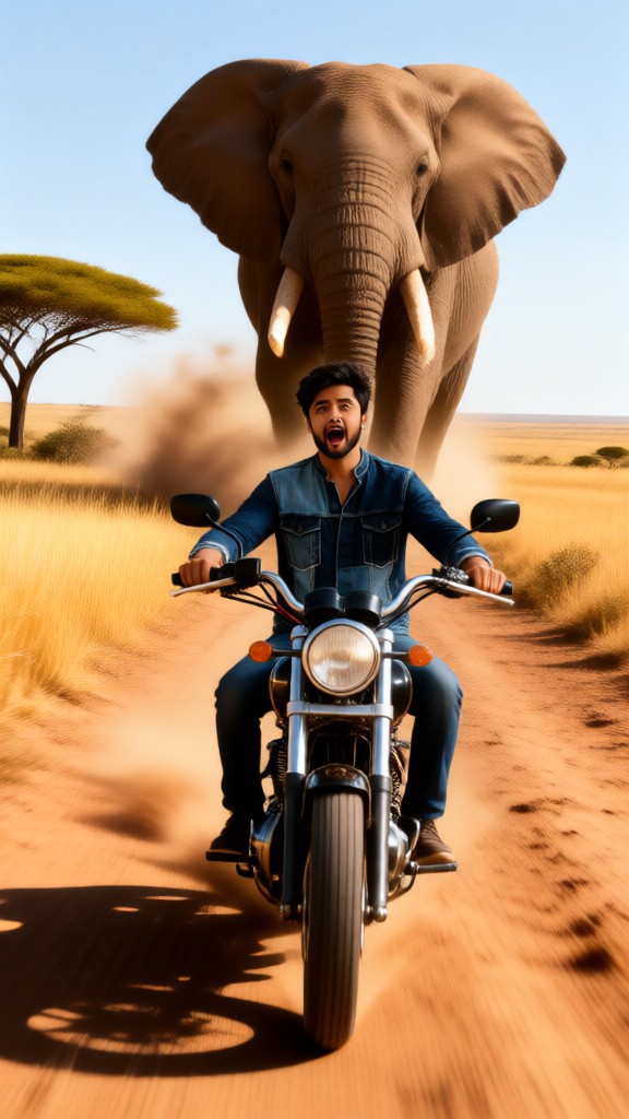 being chased by an elephant image