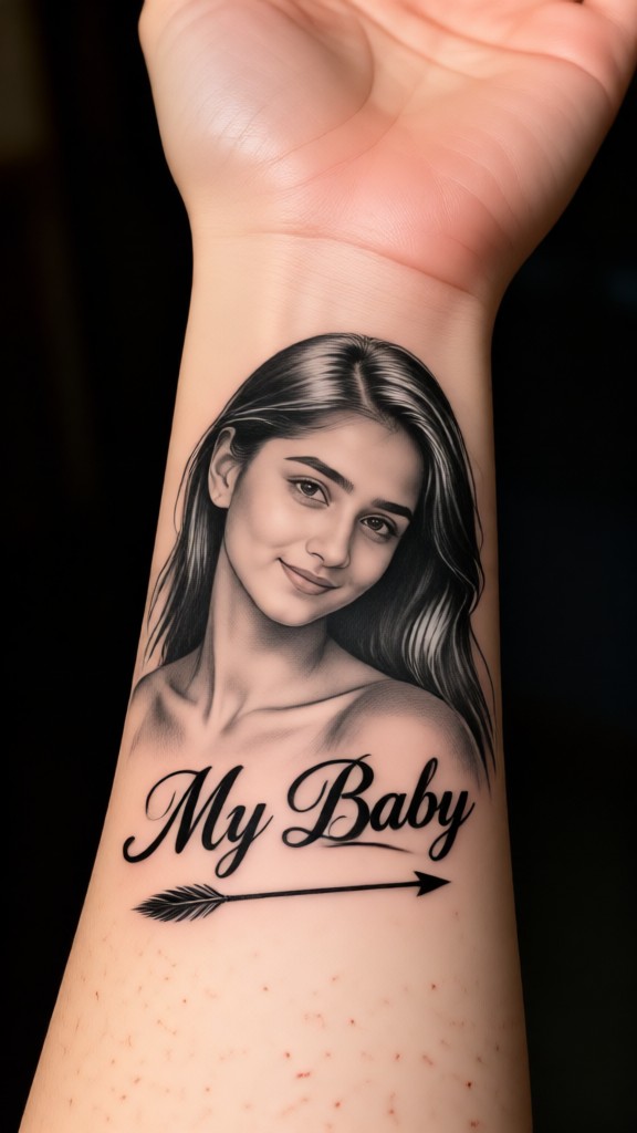 Tatuagem de menina no braço image