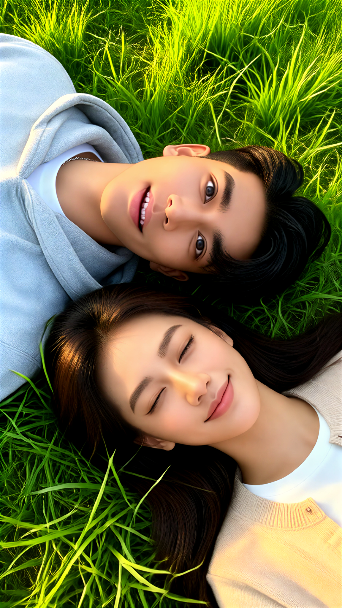 Lying on the lawn image