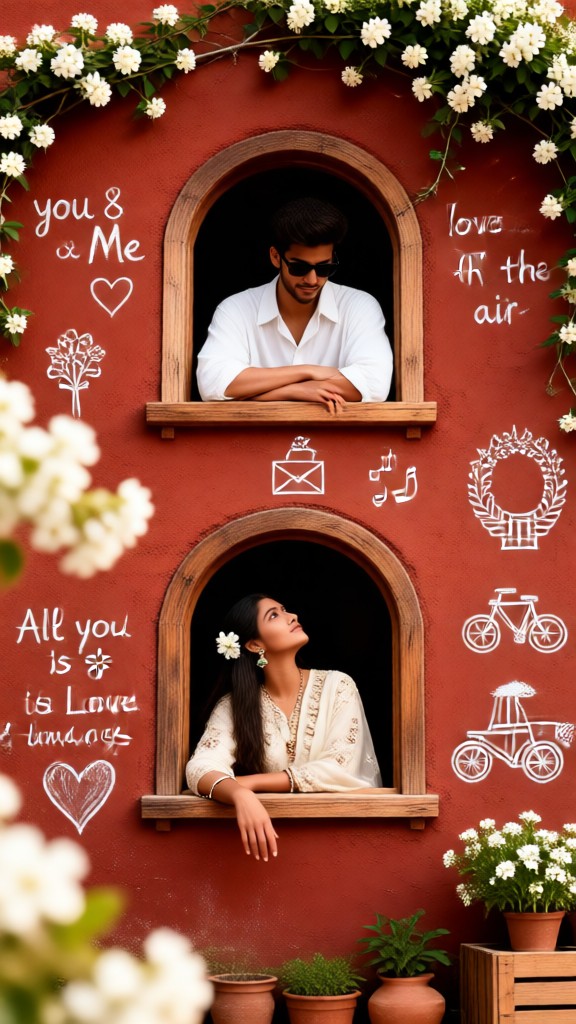 Couples looking up and down through the windows image