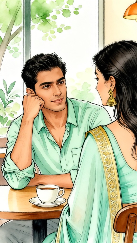Retro Watercolor Illustration of a Couple image