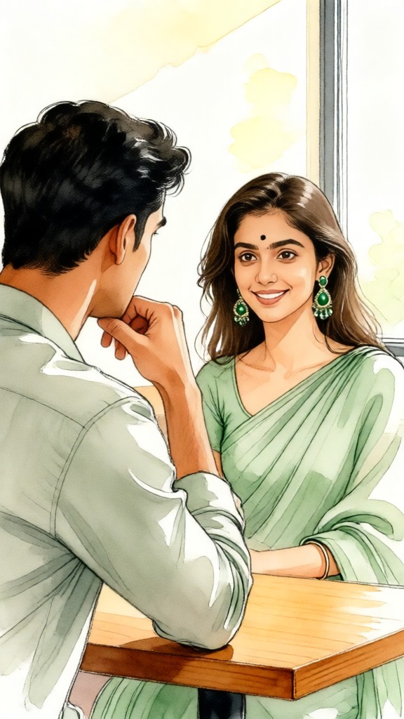 Retro Watercolor Illustration of a Couple image