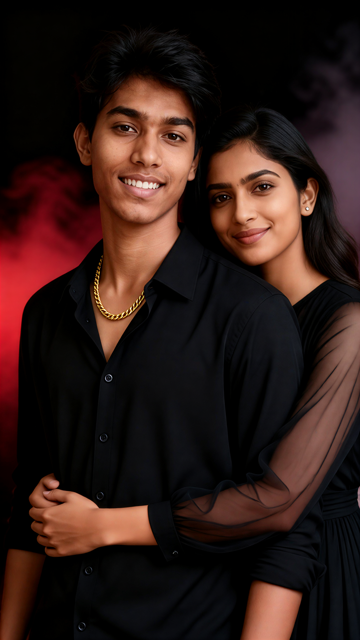 Back View of a Couple with Red Glow image
