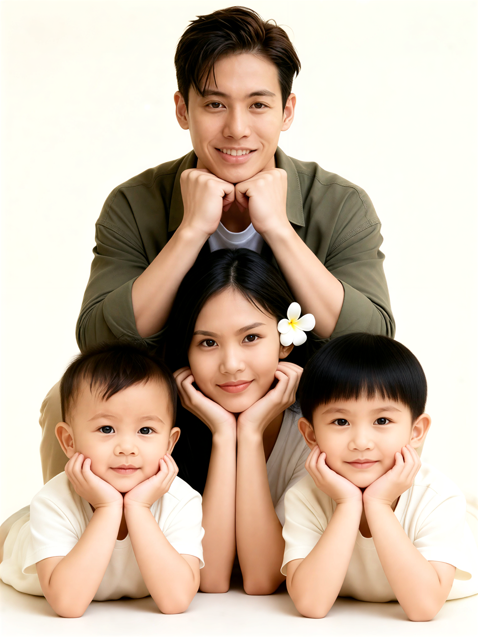 4-Person Creamy White Classic Family Portrait image