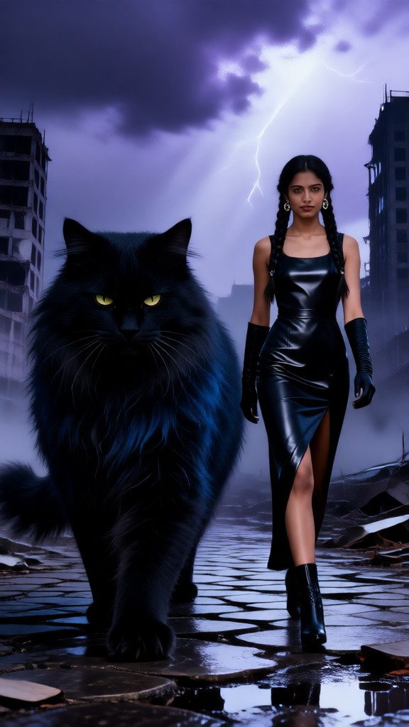 Dark Gothic style giant black cat image