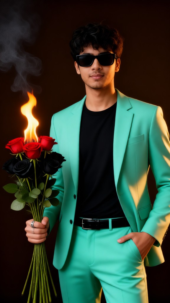  Holding a rose  image