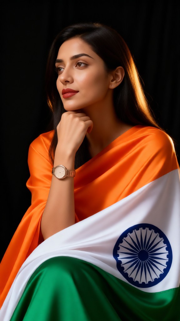 Woman and the Indian Flag❤️‍🔥 image