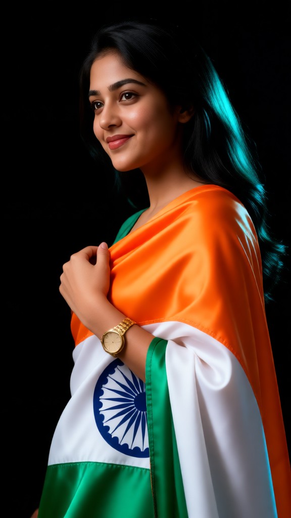 Woman and the Indian Flag❤️‍🔥-02 image