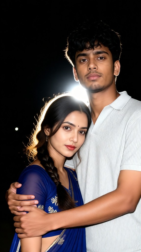 Couple Night Selfie with Flash image