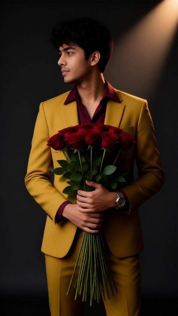  Holding a rose  image