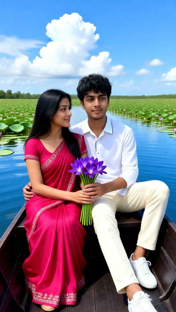 A couple out on a boat trip image