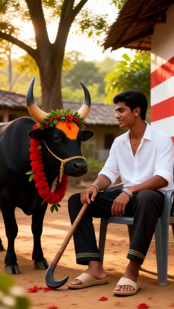 Leading an Ox in the Countryside image