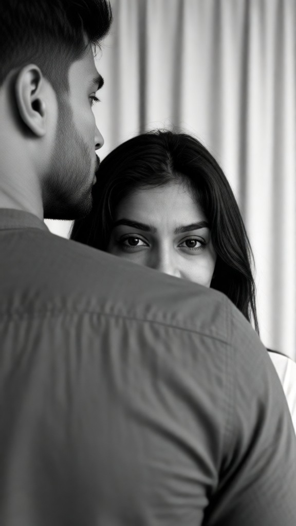 Hiding behind his shoulder image