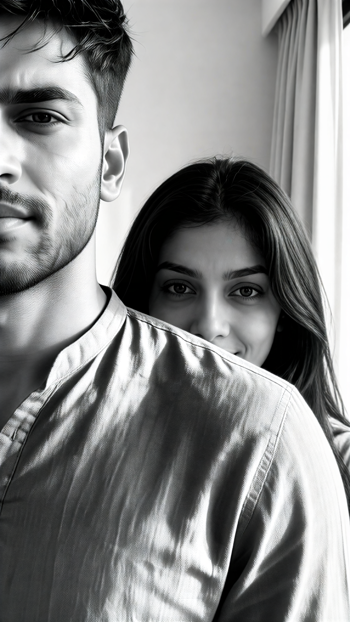 Hiding behind his shoulder image