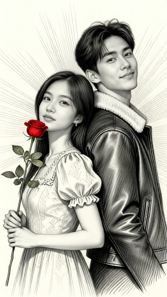 Sketch of a Couple with Roses image